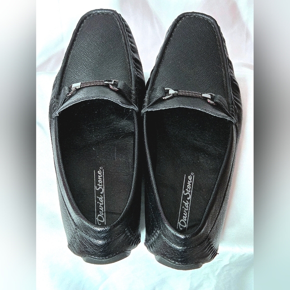 David Stone Men's Black Leather  Loafer Driving Shoes Size 10 - Picture 3 of 7